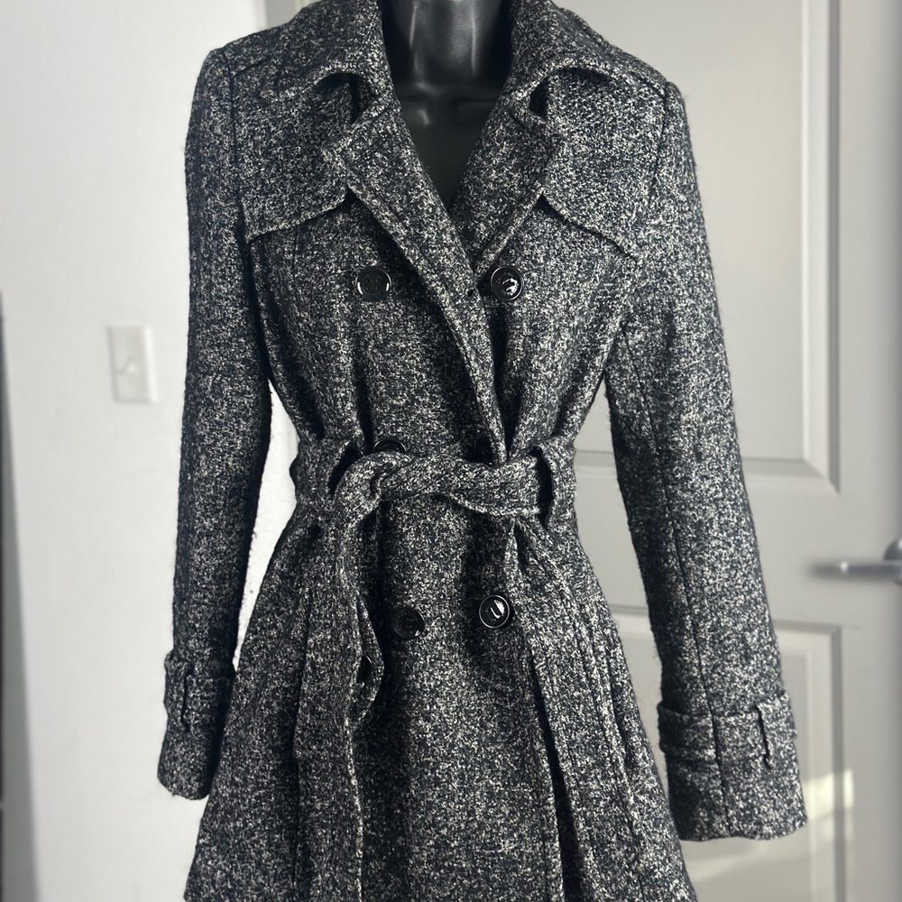 Vintage Calvin Klein Charcoal Tweed Trench Coat